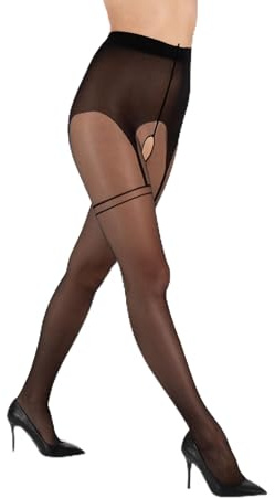 Camano Damen Strumpfhose ouvert crotchless 20 DEN overknee Matter Effekt 1er Pack XL black