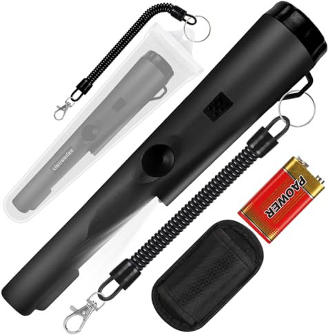 Metallsuchgerät,Metalldetektor Pinpointer für die Metallsuche, Schatzsuche, 360°-Suche nach Goldschätzen mit Gürtel, Holster, LED,Wasserdichten Werkzeugzubehör für Erwachsene und Kinde (Schwarz)