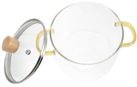 MUSISALY Pentola in Vetro Trasparente Da 1500 Ml Con Coperchio e Doppia Maniglia, Resistente a Sbalzi Termici, Pentola Piccola Per Pasta, Stufati e Cucina Domestica