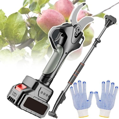 LJPZYOY Tijeras de podar eléctricas inalámbricas de 6 cm de Apertura, para setos y arbustos, Tijeras de podar de arbustos de 40 mm con Carga Manual, Pantalla Digital LCD, poda de 5 m de Altura