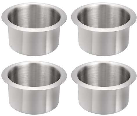 sourcing map 4 Pcs 201 Stainless Steel Drop-in Cup, 2.2 x 4.37 Drink Can Holder Poker Table Cup Holder Insert for Sofa Boat Car Marine, Silver