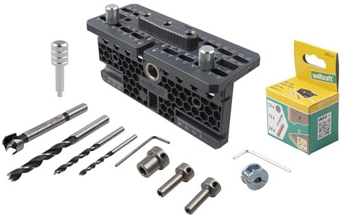 wolfcraft Set di connettori eccentrici per mobili – 4665000 – Set completo per collegamenti avvitabili nella costruzione di mobili