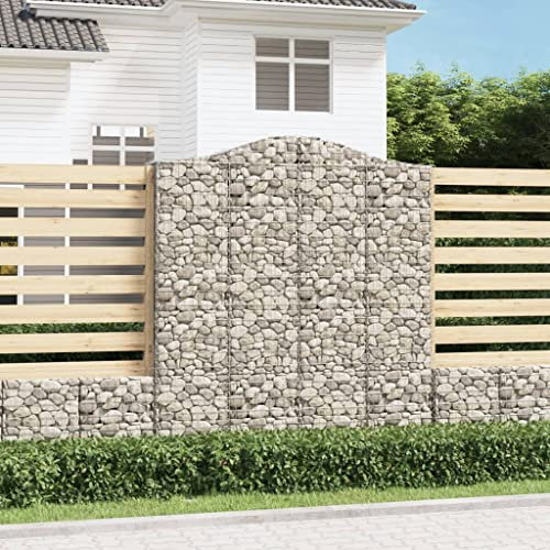Brokky 153391 Cesto Gabbione ad Arco 200x30x220/240 cm Ferro Zincato-Muro di gabbione Rete metallica Cestino in pietra Cestino in pietra in ferro zincato Muro di sostegno per fioriera a spirale per es