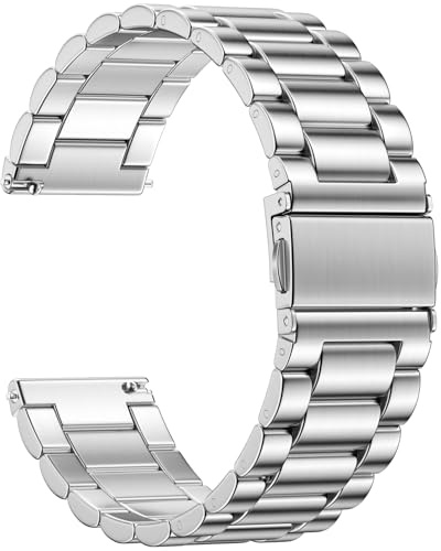 Netolo Edelstahl Metallarmband Kompatibel mit Galaxy Watch 7 Armband | Galaxy Watch 4 5 6 FE/ Watch 4 6 Classic/ 5 Pro, Uhrenarmband 20mm für Garmin Vivoactive 5 Armband / Vivoactive 6