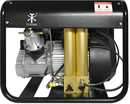TUXING Compresor de aire PCP de 4500Psi, compresor PCP para cilindro de buceo, filtro de agua-aceite de dos etapas incorporado, compresor para buceo/bomba de incendios/paintball 220V (TXEDM042)