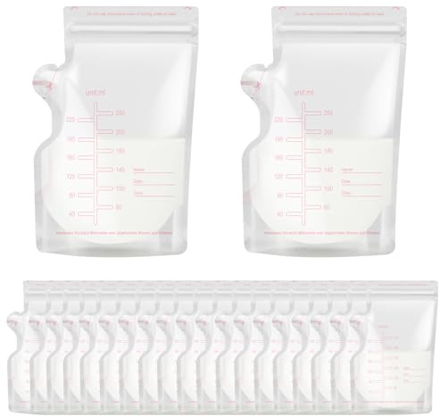 Wixovo 120 Sacchetti Latte Materno 250ml - Sacchetti Conservazione Latte Materno con Beccuccio Versatore e Doppia Chiusura - Pre-sterilizzati, Senza BPA e Antiperdita - Design Autoportante Sicuro