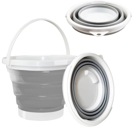 Qcdou Collapsible Bucket, 3L Plastic Portable Foldable, Small, with Handle, Cleaning Mop Car Wash, Space Saving, Water Bucket for Fishing, Camping, Travelling(C)