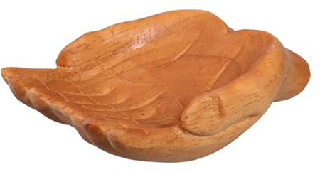 Healvian Bol Décoratif Bois Sculpté Main Coupe à Fruits pour Cuisine Saladier de Service Bois Assiette à Fruits Décorative