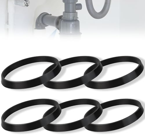 Koprek 6 Pcs 40 mm Rubber Washers for Plumbing, Waste Pipe Sink Plug Rubber Seal, Silicone Rubbers Washer, for 1 1/2 Inch Kitchen Sink Drain Pipe, Used for Pipe Seals and Connections(Black)