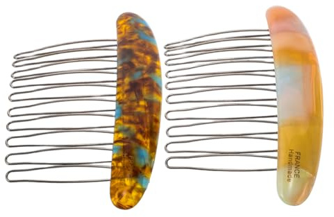 VALICLUD 2pcs French Twist Side Hair Combs for Women Minimalist Hair Styling Accessories with Textured Design Tidy Loose Strands