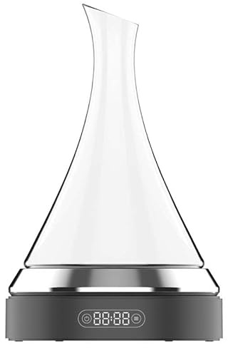 Decanter elettrico per vino, aeratore intelligente con tecnologia micro-ossigeno, 4 timer preimpostati (2/5/8/10 minuti), caraffa in vetro borosilicato da 1000 ml, per vino rosso/bianco e liquori