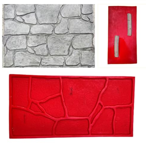 Moldes Hormigon Impreso con Asas, Textura de Piedra, Sello de Poliuretano for Piel Texturizada de Hormigón de 60x30cm for Carreteras, Muros