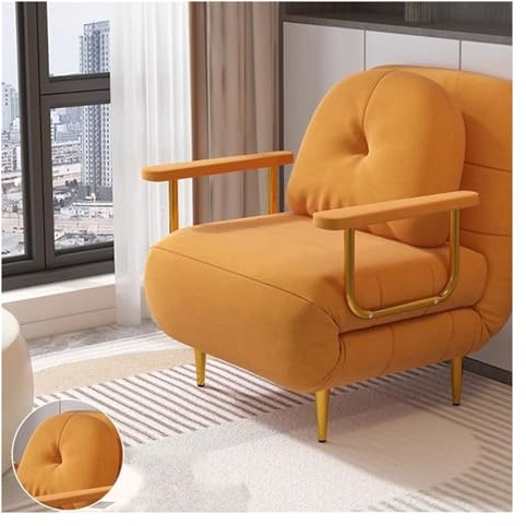 Avkoppling Modern hopfällbar bäddsoffa, med multifunktionellt justerbart ryggstöd, konvertibel vilstol, lämplig for vardagsrum, sovrum Sömn(Orange,80cm)