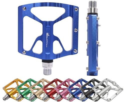 IMPALAPRO Pedales Bicicleta Aluminio CNC Ultraligeros 320 g – Pedales Plataforma Media 97×92 mm con Eje CR-Mo Sellado y 10 Pins INOX Extraíbles Antideslizantes