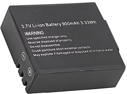 Keenso High‑Capacity 3.7V 900mAh Li‑Ion Camera Battery with Overcharge Protection for SJ4000 SJ5000 M10, Black, Rechargeable Lithium Ion Battery, Easy Pull Strap
