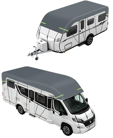 OlaVeg 5,5x3m Wohnwagen Abdeckung Dach Abdeckplane Wohnwagen wasserdicht Wohnwagen Schutzhülle Dach 170G Vliesstoff Schützt vor UV Regendicht mit Reflektorstreifen