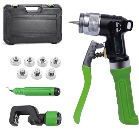 Kit de herramientas expansoras hidráulicas, incluye cortador de tubos, cuchillo de corte y 7 cabezales expansores, adecuado para cobre, aluminio y metales blandos