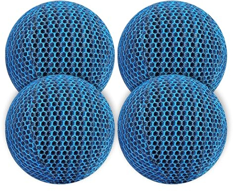 EVBOTGEE Pool Öl Absorber 4 Stück, Wiederverwendbare Schwammbälle 70 mm blau, für Schwimmbecken Badewanne, Schaumreiniger gegen Fett und Seifenreste