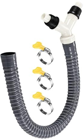 Ablaufschlauch-Verteiler, Anti-Rückflussschlauch-Set, 20 cm Verlängerungsrohrsystem, Y-Form, auslaufsicheres Adapter-Set, selbstspannendes Klemm-Design, Hausgeräte-Entwässerung