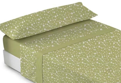 Juego De Sabanas De Invierno Termicas Coralina Alta Densidad 3 Piezas (Encimera, Bajera y Funda Almohada) (Verde, Cama 105, Everest)