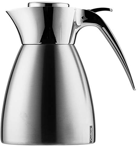 Helios Supreme Edelstahl-Isolierkanne 0,6L – 6h Heiß - Hält Getränke heiß & kalt - Bruchsicher & Spülmaschinenfest - Einfache Einhandbedienung, Matt