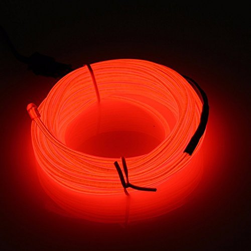 COVVY Wasserdicht Flexibel 3M 9 FT Neon Beleuchtung Lichtschlauch Leuchtschnur EL Kabel Wire mit 3 Modis für Disco Party Kinder Halloween Kostüm Kleidung Weihnachtsfeiern(Rot)