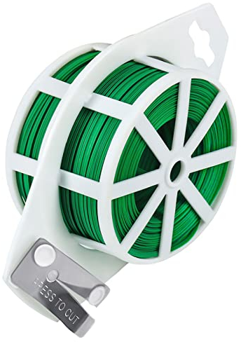 Shintop 100m Garden Wire, Green Gardening Twist Ties with Built-in Cutter for Gardening, Home, Office Plant Support