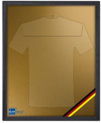 Bildershop-24 Objektrahmen Trikotrahmen aus Massivholz VARIO36 WM inkl. Bügel, Deutschland Banner und Passepartout 70x100cm Schwarz matt (lackiert) Geschenk Papa Freund