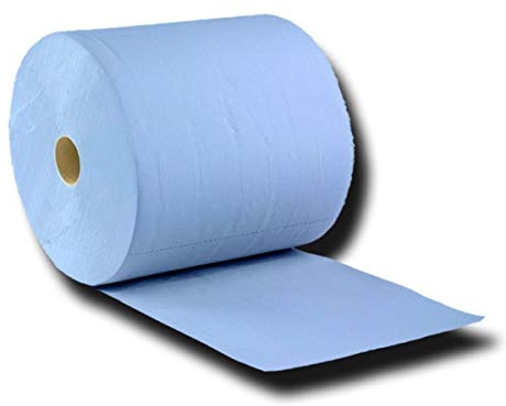 2 x Putztuchrolle Putzrolle blau 2-lagig 1.000 Blatt ca. á 38 cm / 22 cm, Größe:38 cm