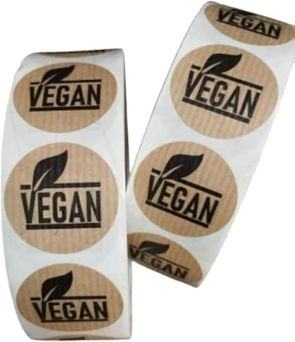 Vegan Etiketten aus Kraftpapier, selbstklebend, 500 Stück