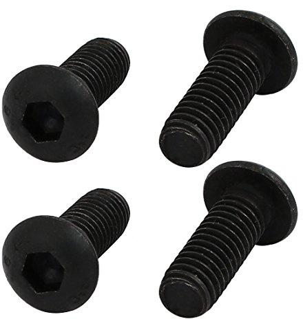 sourcing map 4 Stück Halbrundkopfschrauben M6x16mm Schwarz 10.9 Klasse Schraube mit Linksgewinde für Bohrmaschine