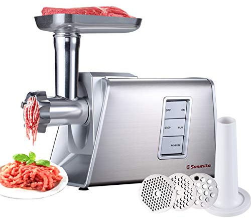 Sunmile SM-G73 Heavy Duty Electric Meat Grinder and Sausage Stuffer Maker 1000W Max with Stainless Steel Cutting Blade and 3 Cutting Plates and 1 Big Sausage Stuff, ETL Certificated