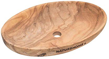 NATUREHOME Seifenschale Olivenholz oval - Handgefertigte Seifenablage aus Holz für Bad, Dusche & Küche, 14 x 9 x 3 cm, Unikat