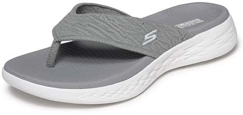 Skechers Women's On-the-go 600 Sunny Flip Flop, Gray Textile, 5 UK