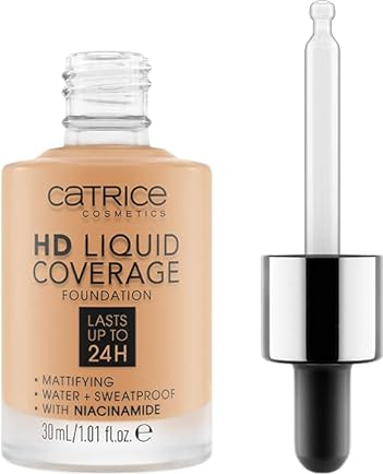Catrice Cosmetics HD Liquid Coverage Foundation fond de teint, longue durée, matifiant, contrôle du sébum - contrôle de la brillance, mat (30ml)