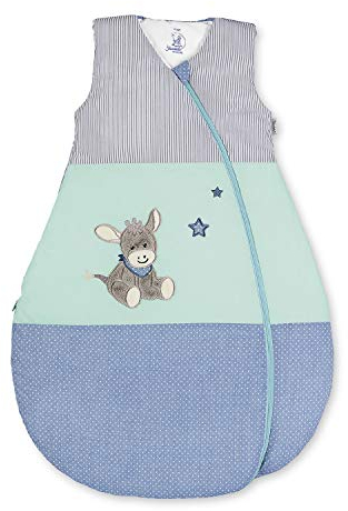 Sterntaler Funktionsschlafsack für Kleinkinder, Esel Emmi, Ganzjährig, Wärmeregulierung, Reißverschluss, 110 cm, Blau/Mehrfarbig