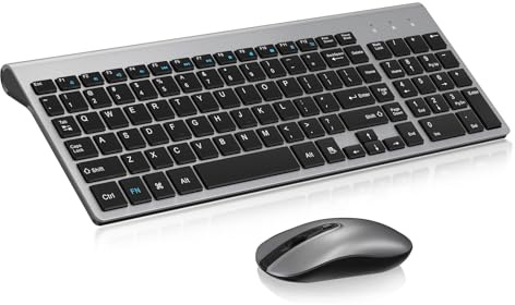 cimetech EasyTyping KF10 Wireless Keyboard and Mouse Combo, [Silent Scissor Switch Keys][Labor-Saving Keys]Ultra Slim Wireless Computer Keyboard and Mouse, Easy Setup for PC/Laptop/Mac/Windows - Grey