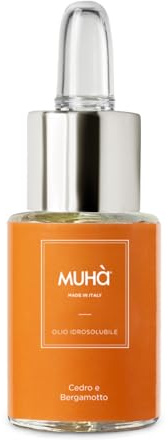 MUHA' | Olio Essenziale, Cedro e Bergamotto, 15 ml | Idrosolubile per Lampada ad Ultrasuoni