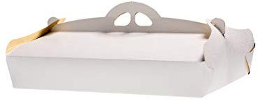MAQA 25 Pezzi Scatole Porta Torta 20 x 25 cm, Rettangolari in Cartone Bianco e Oro con Maniglia, Porta Dolci, Pasticcini e Biscotti per Asporto, Feste, Pasticcerie e Catering