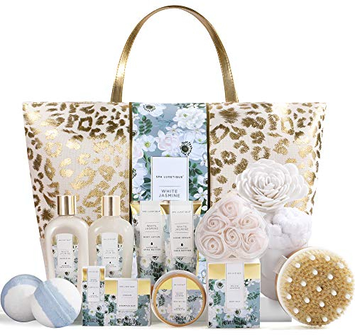 Bath Sets for Women-Spa Luxetique Spa Gift Set,15pcs Jasmine Luxury Bath Gift with Essential Oil, Bubble Bath, Body Butter, Gifts for Mum, Womens Gift Sets, Birthday Gifts for Her, Christmas Gifts