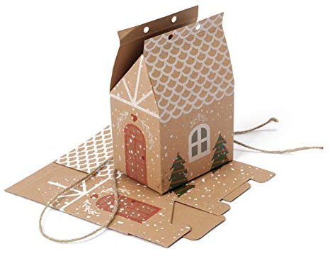 Caja casita de Jengibre navideña 7x10,5x5cm Pack de 25 Unidades