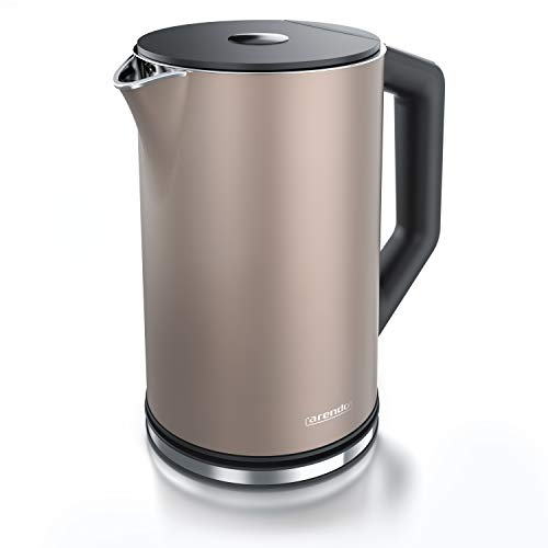 arendo - Bollitore Acqua Elettrico da 1.5L 2200W - Eco Controllo Temperatura - Temperatura Regolabile 40-100°C - Parete Doppia - in Acciaio Inossidabile - Senza BPA - Bronzo