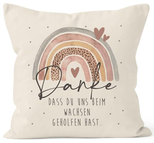 SpecialMe® Kissen-Bezug Danke DASS du Uns beim Wachsen geholfen hast Abschiedsgeschenk Kindergarten Geschenk Erzieher Tagesmutter Natur 40cm x 40cm