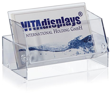 5 Stk. VITAdisplays Visitenkartenbox zur sicheren Aufbewahrung oder als Visitenkartenhalter, transparenter Visitenkartenständer für Messe und Büro, Breite: 8.5 cm