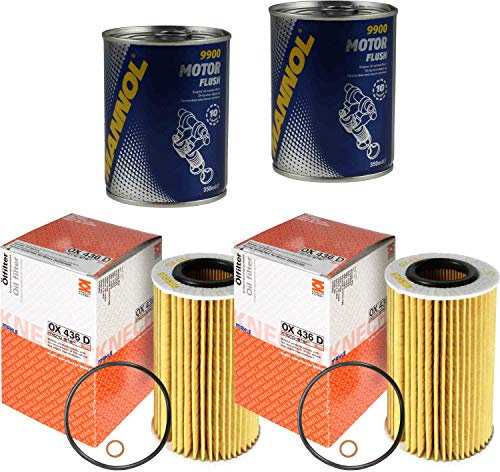 QR-Parts Set 85714908 OX 436D 9900 2x Original MAHLE/KNECHT Ölfilter + SCT Motor Flush Motorspülung