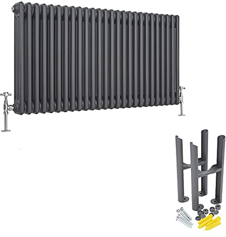 MILANO Anthracite Cast Iron Style Horizontal 3 Column Radiator 600x1190mm