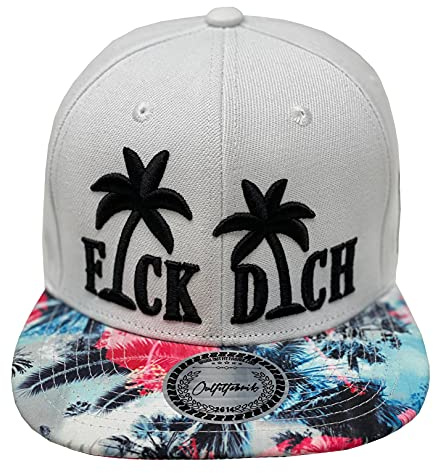 Outfitfabrik Snapback Cap Fick Dich in weiß mit Palmen-Muster-Schirm und 3D-Stick (Statement, Spruch, Blumen), One Size