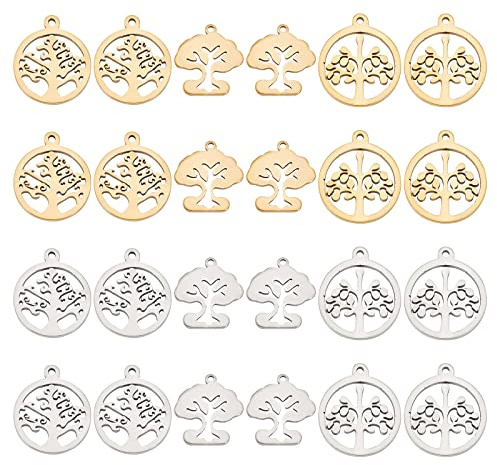 UNICRAFTALE 24pcs Ciondoli Albero Della Vita Ciondoli in Acciaio Inossidabile Charm in Metallo Ipoallergenico per Collana Braccialetto Fai Da Te Creazione di Gioielli