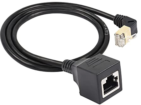 SinLoon RJ45 Cat8 Ethernet Kabel, Cat8 High Speed ​​Stecker auf Buchse 90 Grad Netzwerkkabel, SFTP Patchkabel 40Gbps 2000Mhz für Server Modem Router (down)
