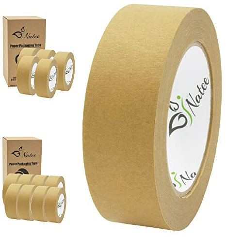NATEE® Kraft Paper Packaging Tape | Fully Recyclable Sticky Tapes | Strong Eco-Friendly Kraft Paper for Packing Parcels and Boxes | Brown Paper Packaging (36mm x 50 Metres, Pack of 1)